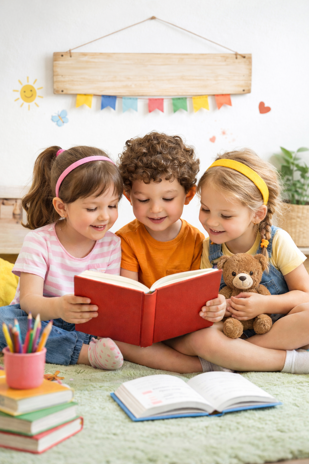 Čtení nás baví — děti čtou knihu